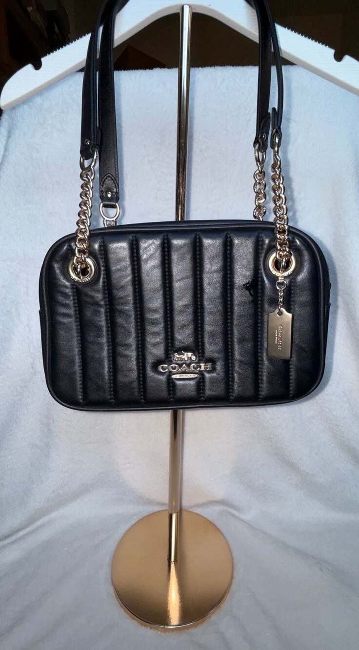 Coach leather puffy crossbody chain bag and